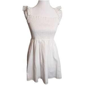 Altar'd State Smocked Mini Dress Sz Small White Ruffled Strap Cottagecore Boho